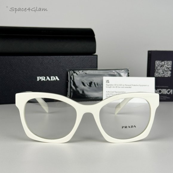 Prada Men Eyeglasses White Ivory Demo Square PRA05V 17K1O1 BRAND NEW - Picture 1 of 8